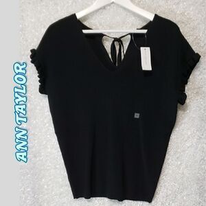 New Ann Taylor short sleeve black thin sweater